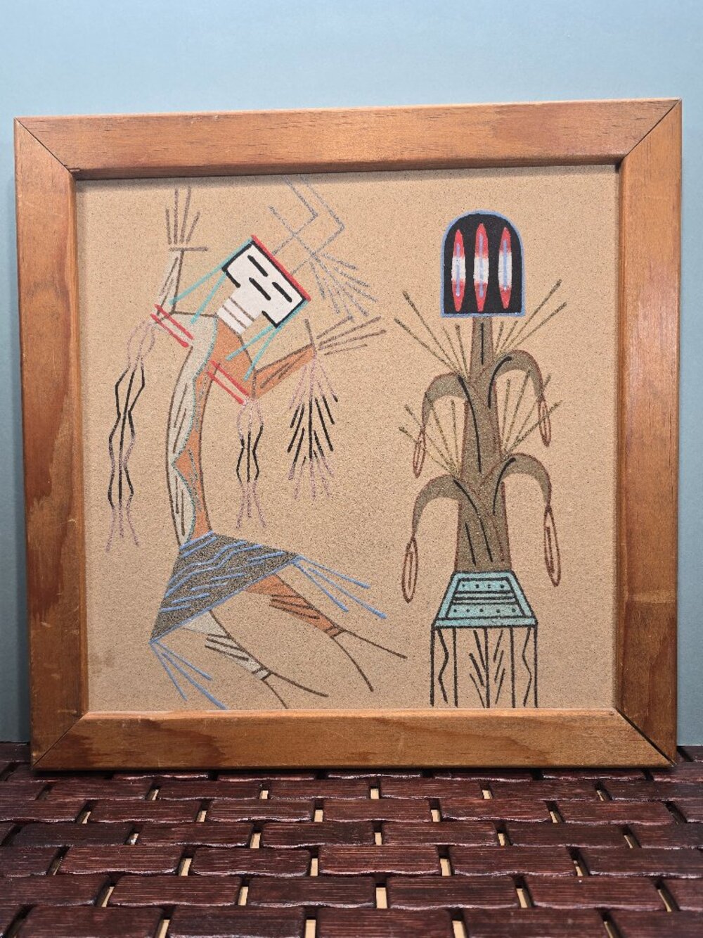 Native American Art Navajo Sand Painting 12" X 12" Signed